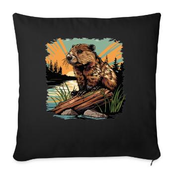 Beaver Biber - Housse de coussin décorative 45 x 45 cm - noir - Devant
