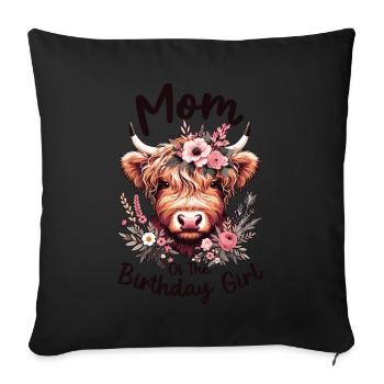 Maman de la fille d’anniversaire - Housse de coussin décorative 45 x 45 cm - noir - Devant