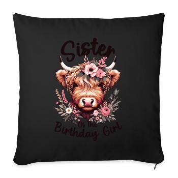 Sœur De La Fille D’anniversaire - Housse de coussin décorative 45 x 45 cm - noir - Devant