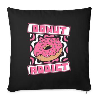 Donut Addict Doughnut Maker Glazed Lover Donut - Sofa pillowcase 17,3'' x 17,3'' (45 x 45 cm) - black - Front