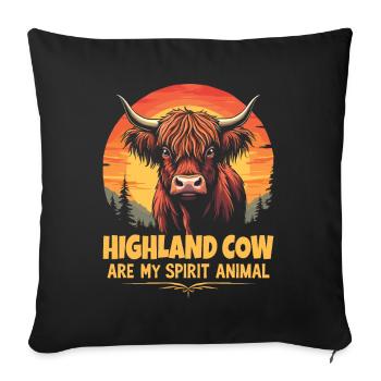 Bovins écossais Highland Vache Highland Vache Highland - Housse de coussin décorative 45 x 45 cm - noir - Devant