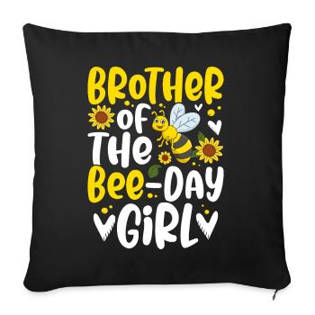 Brother Of The Bee Day Girl Funny Bumble Bee - Sofa pillowcase 17,3'' x 17,3'' (45 x 45 cm) - black - Front