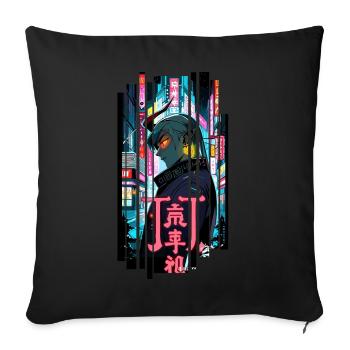 Ver.1 - Man Geometric ninja gaming oni symbol - Sofa pillowcase 17,3'' x 17,3'' (45 x 45 cm) - black - Front
