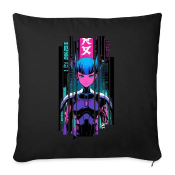Frau geometrisches Ninja Cyborg Symbol - Sofakissenbezug 45 x 45 cm - Schwarz - Vorne