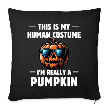 C’est mon costume humain, je suis vraiment une citrouille - Housse de coussin décorative 45 x 45 cm - noir - Devant