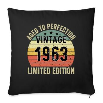 Vieilli à la perfection Vintage 1963 Édition limitée - Housse de coussin décorative 45 x 45 cm - noir - Devant