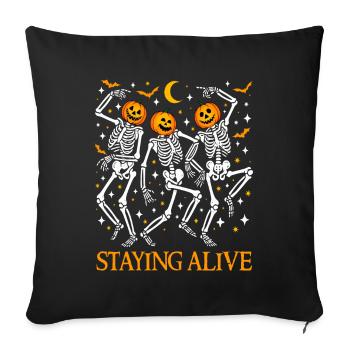 Am Leben bleiben Lustige Halloween tanzende Skelette - Sofakissenbezug 45 x 45 cm - Schwarz - Vorne
