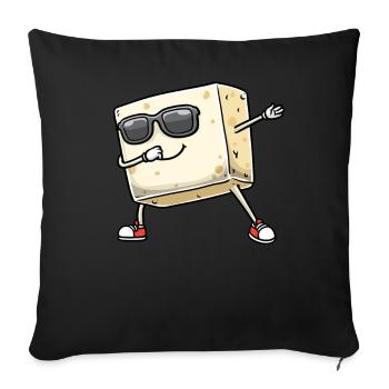Tofu dansant pour les végétaliens et les amateurs de tofu - Housse de coussin décorative 45 x 45 cm - noir - Devant