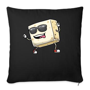 Tofu dansant pour les végétaliens et les amateurs de tofu - Housse de coussin décorative 45 x 45 cm - noir - Devant