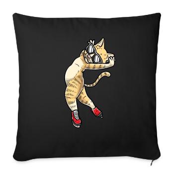 Figure Skating - Cat Figure Skating - Sofa pillowcase 17,3'' x 17,3'' (45 x 45 cm) - black - Front