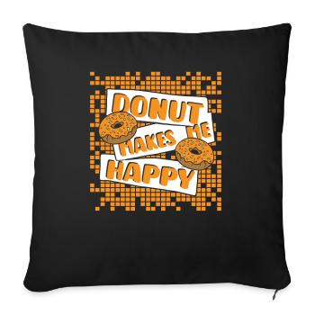 Donut Makes Me Happy Doughnut Maker Glazed Lover - Housse de coussin décorative 45 x 45 cm - noir - Devant