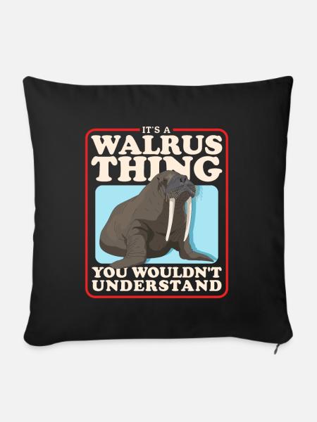 Walross Walrus Walrosse Walroß Geschenk - Sofakissenbezug 45 x 45 cm - Schwarz