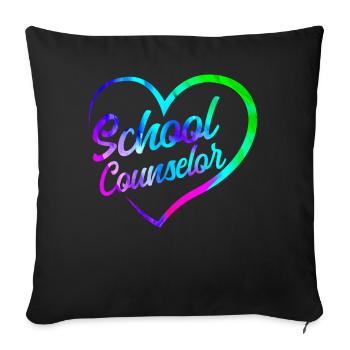 School Counselor Heart Watercolor - Sofakissenbezug 45 x 45 cm - Schwarz - Vorne
