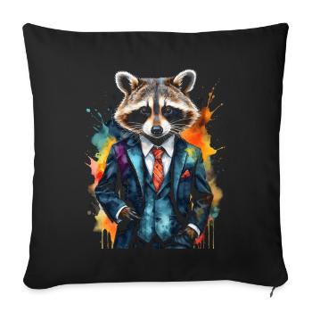 Costume de raton laveur Imprimé de conception d’animaux colorés - Housse de coussin décorative 45 x 45 cm - noir - Devant
