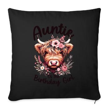 Auntie Of The Birthday Girl - Sofa pillowcase 17,3'' x 17,3'' (45 x 45 cm) - black - Front