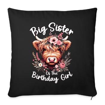 Big Sister Of The Birthday Girl - Sofa pillowcase 17,3'' x 17,3'' (45 x 45 cm) - black - Front
