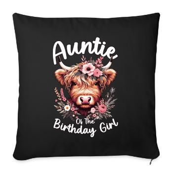 Auntie Of The Birthday Girl - Sofa pillowcase 17,3'' x 17,3'' (45 x 45 cm) - black - Front