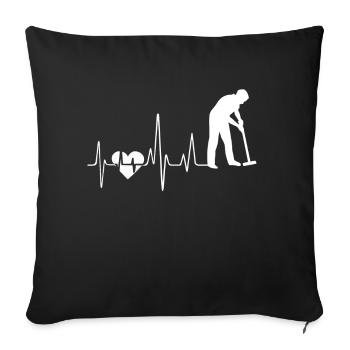 Croqueting Croqueting Heartbeat - Sofa pillowcase 17,3'' x 17,3'' (45 x 45 cm) - black - Front