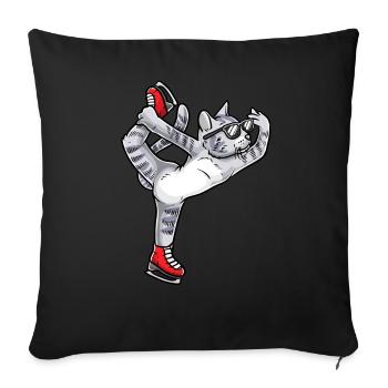 Figure Skating - Cat Figure Skating - Sofa pillowcase 17,3'' x 17,3'' (45 x 45 cm) - black - Front