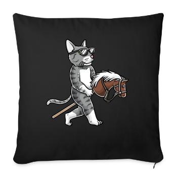 Drôle de passe-temps Horsing chat - Housse de coussin décorative 45 x 45 cm - noir - Devant