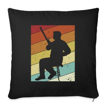 Retro Aerophone Basson Instrument Lecteur de Musique - Housse de coussin décorative 45 x 45 cm - noir - Devant
