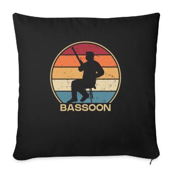 Instrument de basson rétro Aerophone Music Player - Housse de coussin décorative 45 x 45 cm - noir - Devant