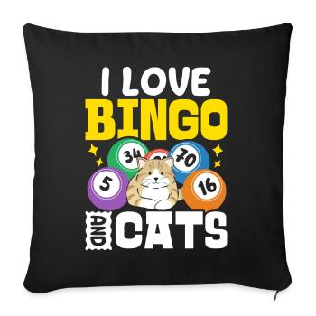 J’aime le bingo et les chats Bingo drôle Jeux d’argent chats - Housse de coussin décorative 45 x 45 cm - noir - Devant