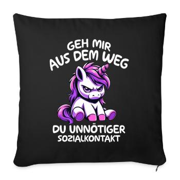 Écarte-toi de mon chemin, contact social inutile - Housse de coussin décorative 45 x 45 cm - noir - Devant