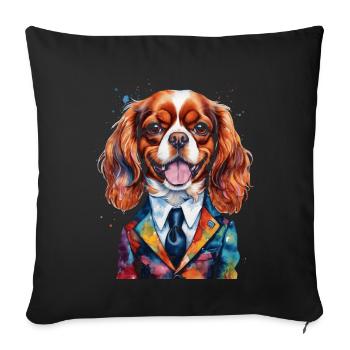 Cavalier King Charles Spaniel Costume Imprimé Chien - Housse de coussin décorative 45 x 45 cm - noir - Devant
