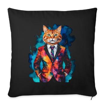 Cat Suit Colorful Funny Funny Animal Design Print - Sofa pillowcase 17,3'' x 17,3'' (45 x 45 cm) - black - Front
