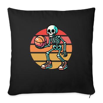 Squelette jouant au basket-ball Vintage Sunset - Housse de coussin décorative 45 x 45 cm - noir - Devant