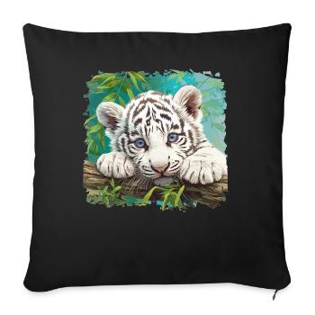 White Tiger Weiße Tiger Weißer Tiger - Sofa pillowcase 17,3'' x 17,3'' (45 x 45 cm) - black - Front