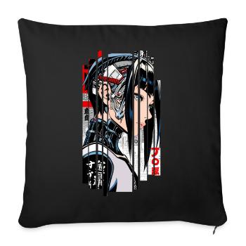 Frau Cyborg Ninja Blau Geometrisch - Sofakissenbezug 45 x 45 cm - Schwarz - Vorne