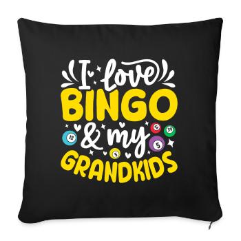 Ich liebe Bingo und meine Enkelkinder lustiges Glücksspiel - Sofakissenbezug 45 x 45 cm - Schwarz - Vorne