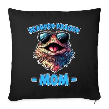 Bearded Dragon Saying Mom Funny Bearded Dragon Gift - Sofa pillowcase 17,3'' x 17,3'' (45 x 45 cm) - black - Front