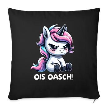 Ois Oasch dialect unicorn dialect - Sofa pillowcase 17,3'' x 17,3'' (45 x 45 cm) - black - Front