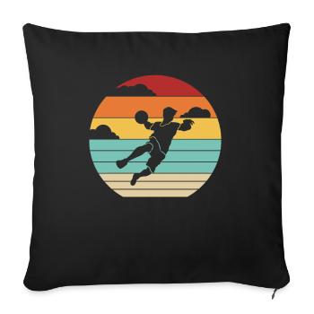 Retro-Spiel Prisonball Teamspieler Völkerball - Sofakissenbezug 45 x 45 cm - Schwarz - Vorne