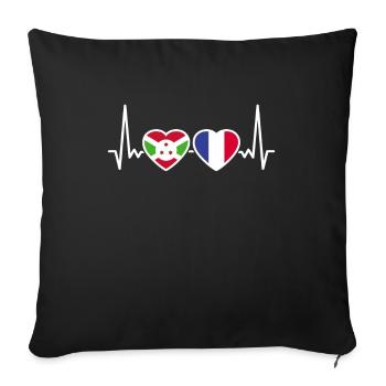 Burundi France Heartbeat Flag Burundian - Sofa pillowcase 17,3'' x 17,3'' (45 x 45 cm) - black - Front