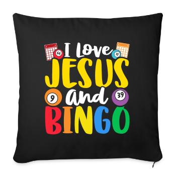 Ich liebe Jesus Und Bingo Lustiges Glücksspiel Holler - Sofakissenbezug 45 x 45 cm - Schwarz - Vorne