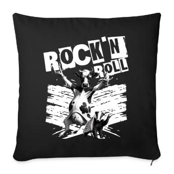 Festival de musique Rock Cow Rock n Roll - Housse de coussin décorative 45 x 45 cm - noir - Devant