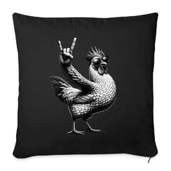 Festival de musique Rock Chicken Rock n Roll - Housse de coussin décorative 45 x 45 cm - noir - Devant