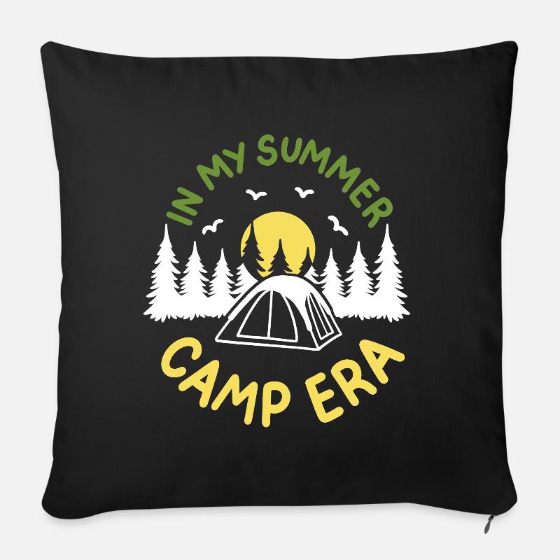 Camping Sommerlager Camper - Sofakissenbezug 45 x 45 cm - Schwarz