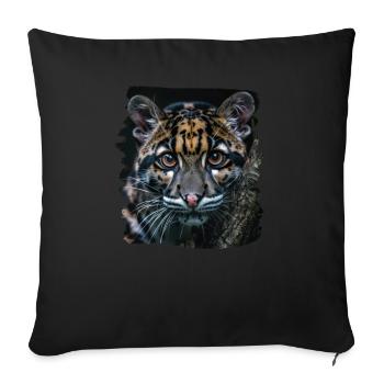 Clouded Leopard Nebelparder - Sofa pillowcase 17,3'' x 17,3'' (45 x 45 cm) - black - Front
