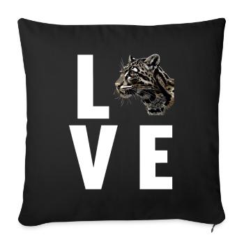 Clouded Leopard Nebelparder - Sofa pillowcase 17,3'' x 17,3'' (45 x 45 cm) - black - Front