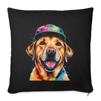 Labrador Retriever Snapback Cap Hund Design Print - Sofakissenbezug 45 x 45 cm - Schwarz - Vorne