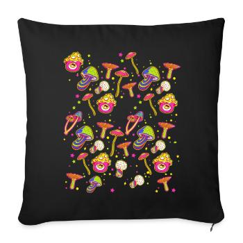 funny mushrooms mushroom forest mushrooms colorful colorful - Sofa pillowcase 17,3'' x 17,3'' (45 x 45 cm) - black - Front