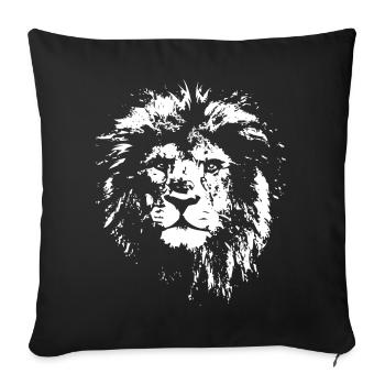 Portrait Lion Nature Sauvage Prédateurs Symbole Logo - Housse de coussin décorative 45 x 45 cm - noir - Devant