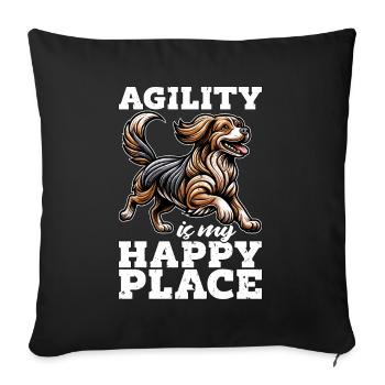 Dog Agility Is My Happy Place Loves Agility Sport - Sofa pillowcase 17,3'' x 17,3'' (45 x 45 cm) - black - Front
