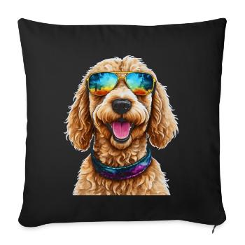 Goldendoodle Sonnenbrille Hund Tier Design Print - Sofakissenbezug 45 x 45 cm - Schwarz - Vorne