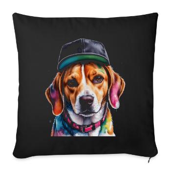 Beagle Snapback Cap Dog Funny Animal Design Print - Sofa pillowcase 17,3'' x 17,3'' (45 x 45 cm) - black - Front